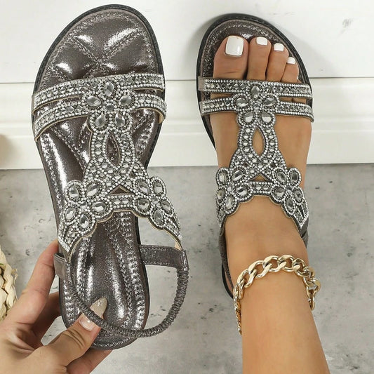 Comfort Rhinestone Roman Style Sandal