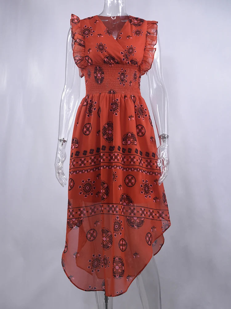 Vintage Pattern Sleeveless Summer Dress