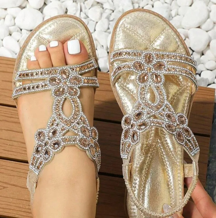 Comfort Rhinestone Roman Style Sandal