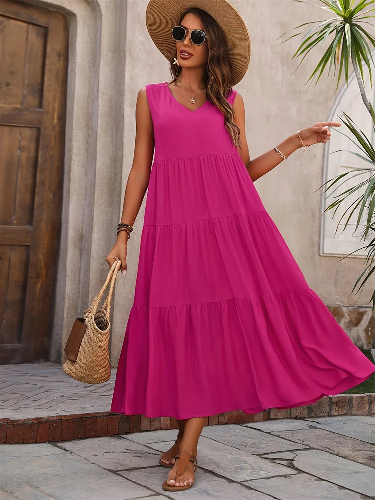 Long V-neck  Elegant Maxi dress