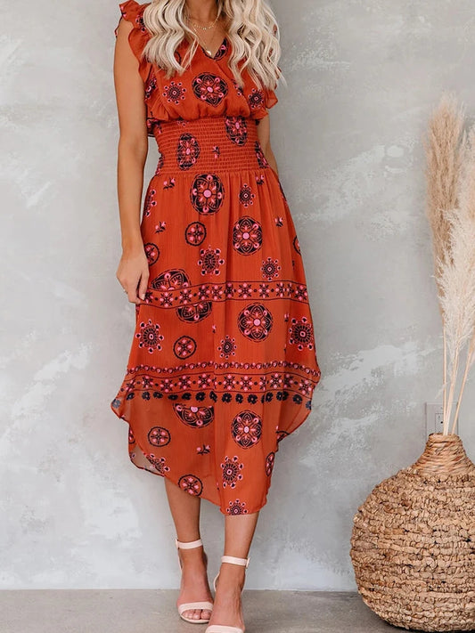 Vintage Pattern Sleeveless Summer Dress