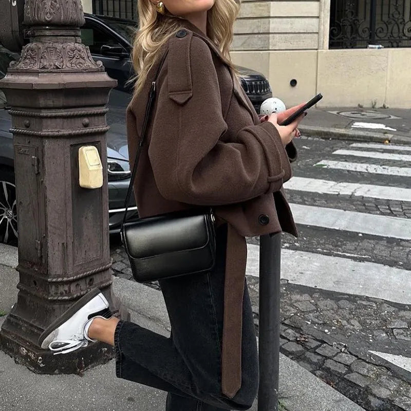 Chestnut Knitted Peacoat