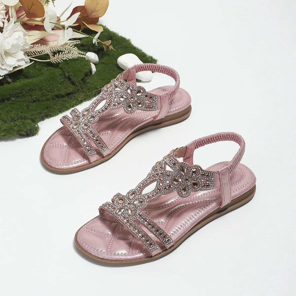 Comfort Rhinestone Roman Style Sandal