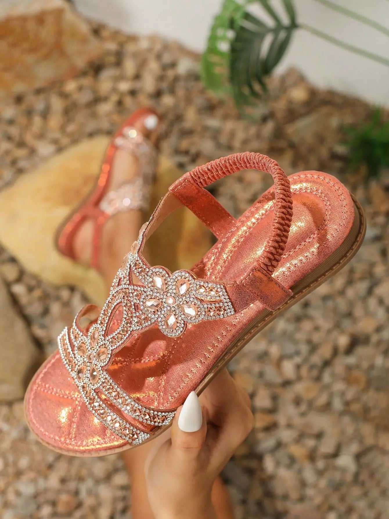 Comfort Rhinestone Roman Style Sandal