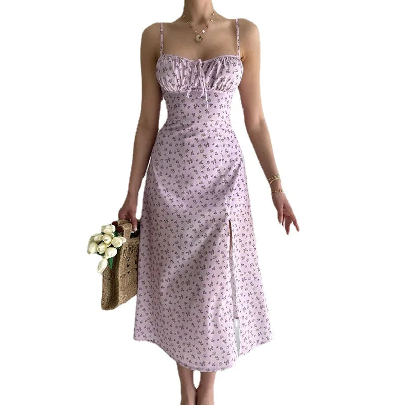 Bandage Pleated Floral Dress