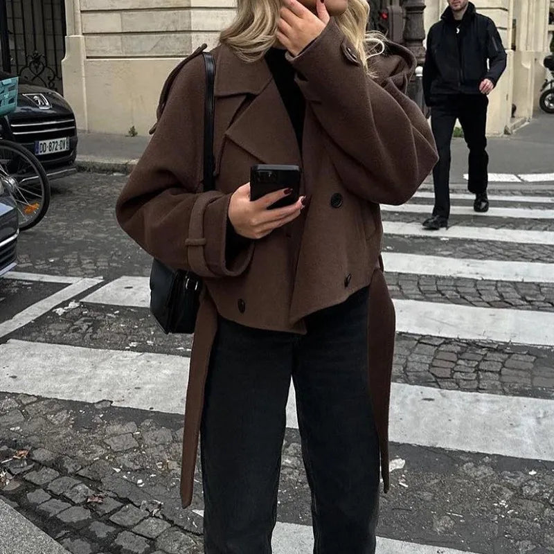 Chestnut Knitted Peacoat