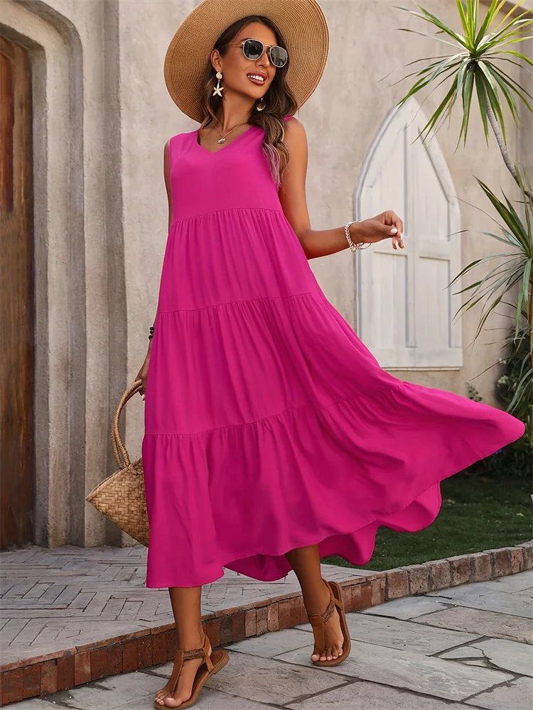 Long V-neck  Elegant Maxi dress