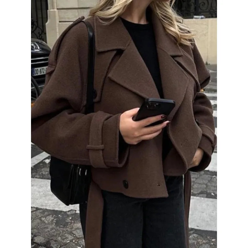 Chestnut Knitted Peacoat