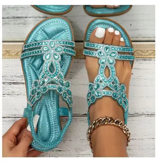 Comfort Rhinestone Roman Style Sandal