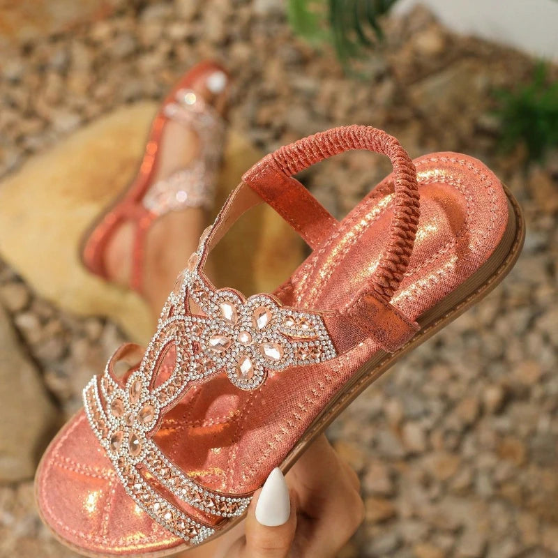 Comfort Rhinestone Roman Style Sandal