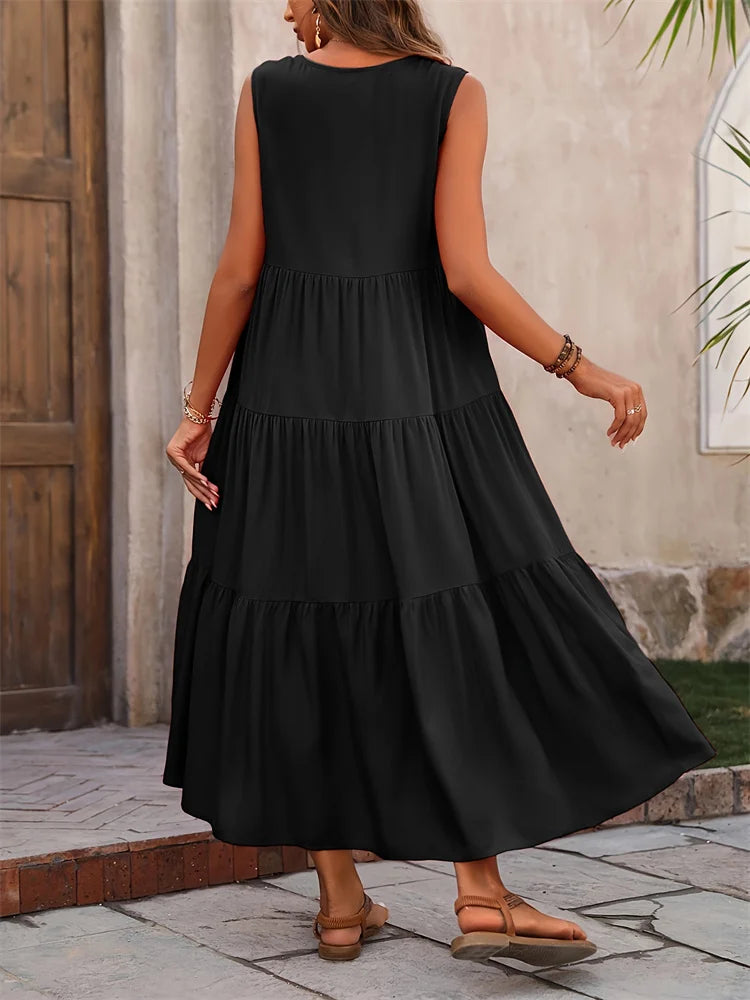 Long V-neck  Elegant Maxi dress