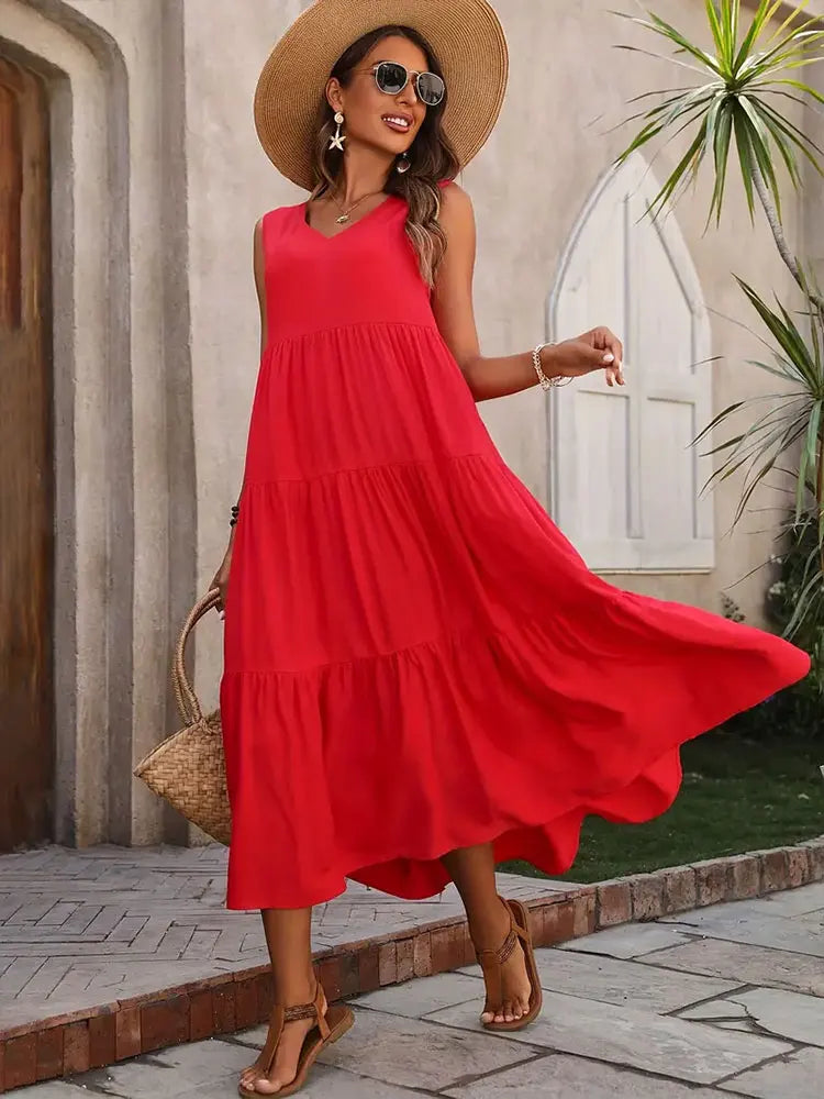 Long V-neck  Elegant Maxi dress