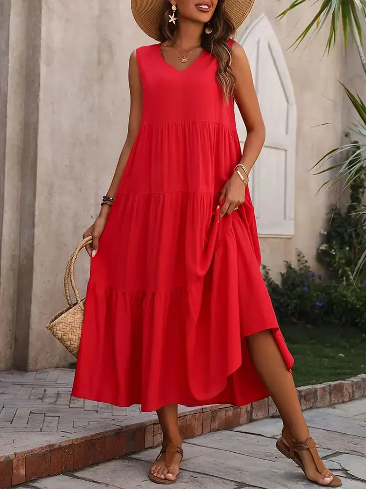 Long V-neck  Elegant Maxi dress