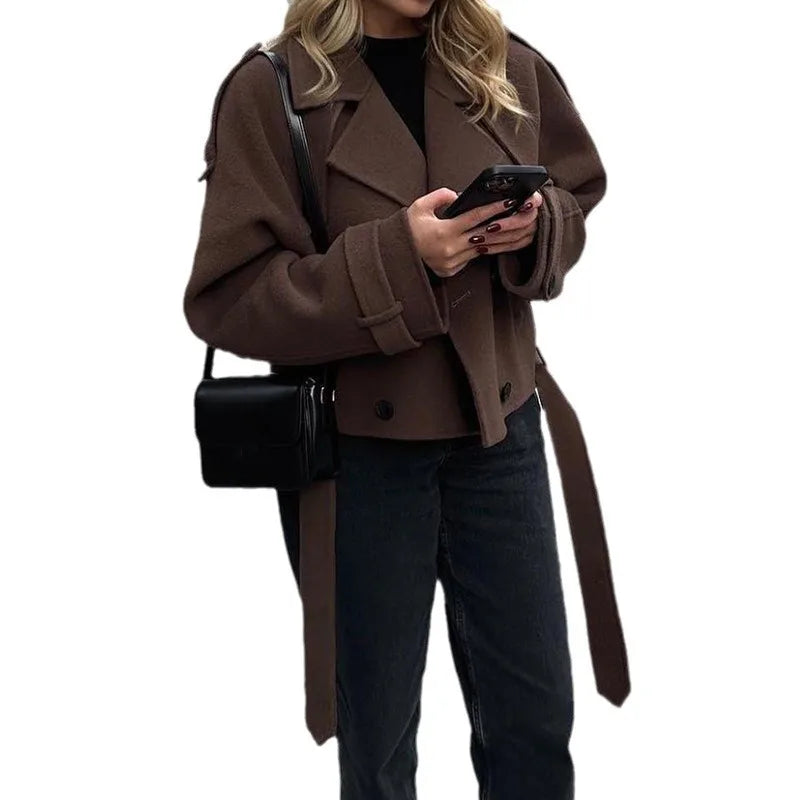 Chestnut Knitted Peacoat