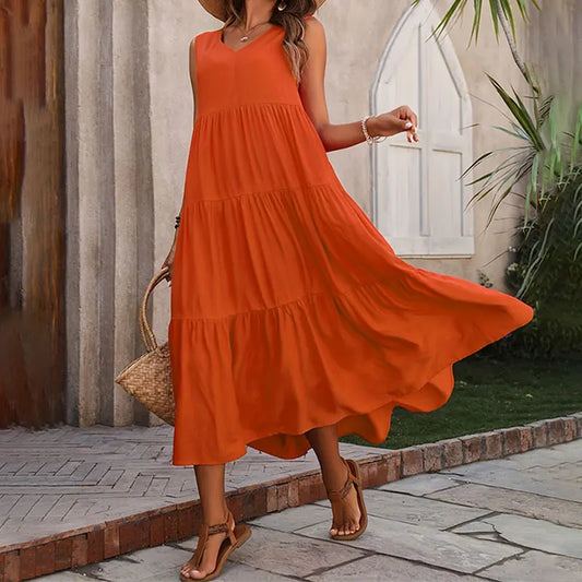 Long V-neck  Elegant Maxi dress