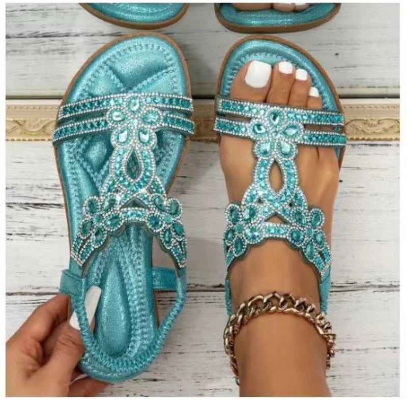 Comfort Rhinestone Roman Style Sandal